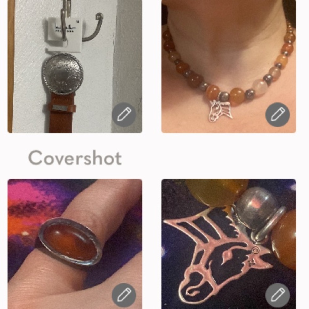 Nicole Miller Belt szM🐴+amber ring+🤎beaded necklace🐎🔛